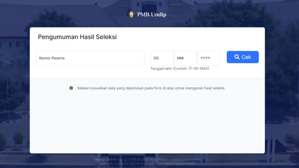 Cara Cek Pengumuman UM UNDIP 2026