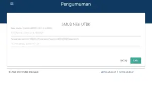 Hasil Seleksi SMUB Nilai UTBK 2026
